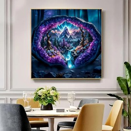 Crystal World Landscape Diamond Art Kits for Adults, 5D Diamond Painting Kits for Adults Beginners, DIY Full Round Drill Diamond Dot Painting Gem Art Kits for Adult, Home Wall Decor 13.8x13.8 Inch
