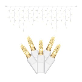 Vickerman 70-Light LED Warm White White Wire M5 Twinkle Icicle with 9-Feet Length