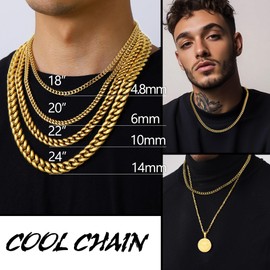 PROSTEEL Gold Plated Necklace for Men's Long Necklace Layering Necklaces Gold 30 inch Gold Chain