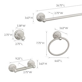 Design House 188631 Calisto 4-Piece Bathroom Accessory Kit, Satin Nickel