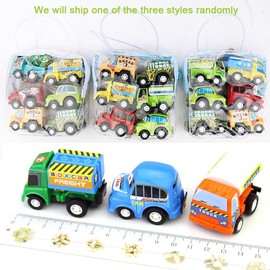 YOBOKO Toddler Car Toys, Birthday Gifts for Children Boys/Girls, Return Cycle Pull-Back Vehicle Car Toys, Small Size Mini Cartoon Truck, Engineering Car Toy Model (6 in 1, Pull-back)