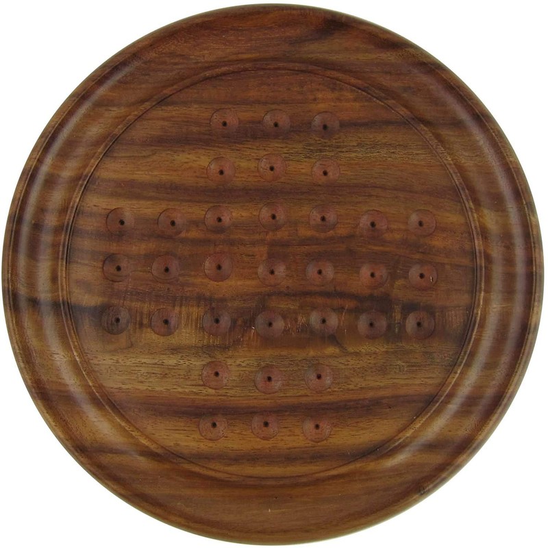 Indian Glance Games Solitaire Board in Wood with Glass Marbles