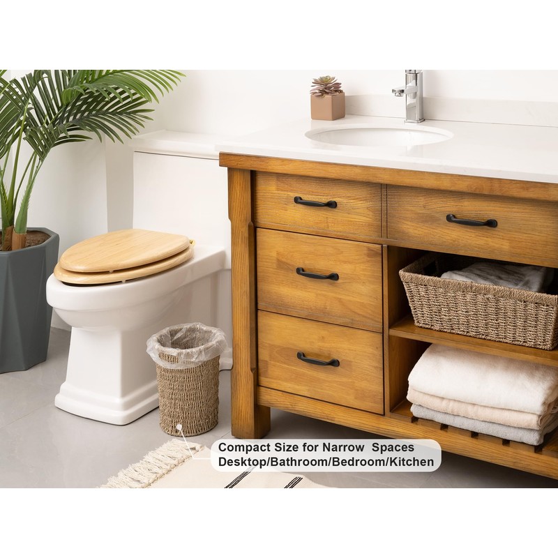 StorageWorks Wicker Waste Basket, Small Trash Can, Wicker Trash Basket