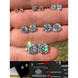 HarlemBling Real Moissanite Pushback Stud 3 Prong Martini Earrings 925 Silver Hip Hop 3-10mm - 10mm (8ct)