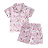 Geagodelia Toddler Baby Girl Satin Pajamas Outfits Short Sleeve Lapel