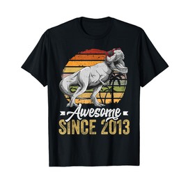 Awesome Since 2013 12 Years Old 12th Birthday Trex Dinosaur T-Shirt