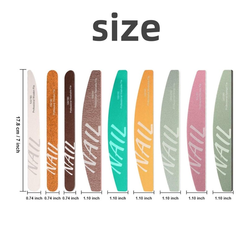 Fenglin-joy Nail Files, 9-Piece Nail File Set, Professional Double-Sided Nail