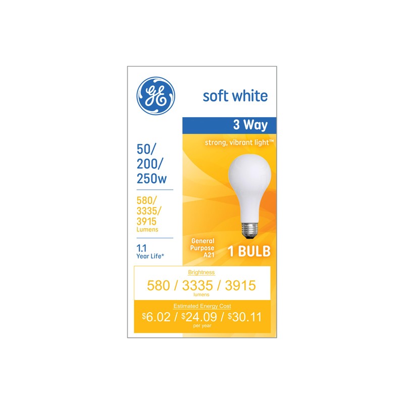 GE Incandescent 250 Watt Soft White A21 3-Way Bulb 1