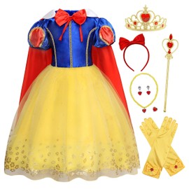AmzBarley Princess Costume Kids Dress Up Clothes Birthday Party Outfit for Girls with Accessories, 9-10 Years
