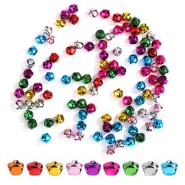 100uds Cascabeles Manualidades, 0,8cm Cascabeles Pequeños Jingle Bells Cascabeles de Metal Decorativos para Fiestas Navideñas Cajas de Regalo Decoraciones (Multicolor)