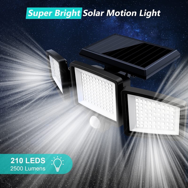 Tuffenough Solar Outdoor Lights 2500LM 210 LED Security Lights with