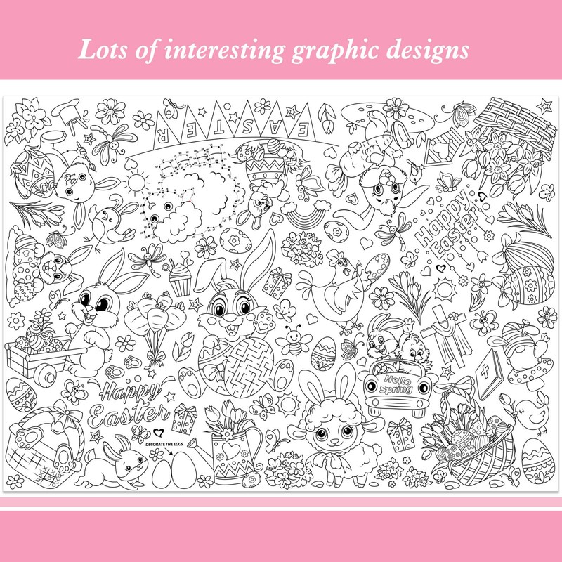 HOWAF Paper Tablecloth for Colouring Easter, Colouring Tablecloth Easter Colouring