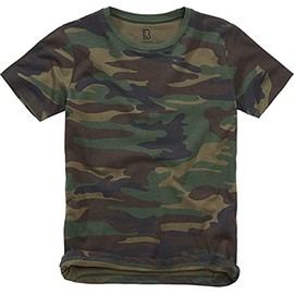 Brandit Army T-Shirt Children's Army German Army Shirt Kids BW Vest Plain & Camo, woodland