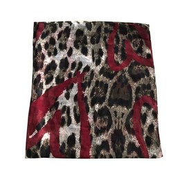 Long Large Rectangle Sheer Chiffon Black Tan Brown w/ Burgundy Red Heart Leopard Cheetah Animal Print Scarf Women's Scarf Hijab Shawl Pashmina Headband Bandana 25" in wide x 60" in long