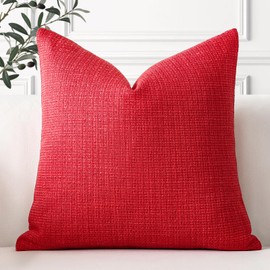 Artscope Linen Cushion Covers Set of 1 Decorative Square Pillowcase Pillow Cover 24x24 Inch for Home Decor Sofa Bedroom Car 60x60cm Red