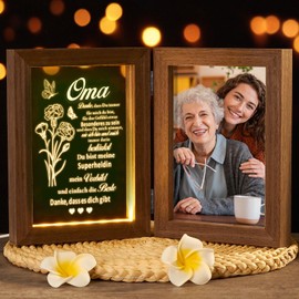 Johiux Christmas Gift for Grandma, LED Picture Frame, Birthday Gift for Grandma, Christmas Gifts for Best Grandma from Grandson and Granddaughter, Mother's Day Gift, Grandma Photo Frame