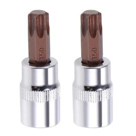 2PCS Juttzzei Torx Bit Socket, 3/8" Drive x T50 Torx Bits Socket, Premium S2 Alloy Steel 3/8 Allen Key Socket T50, T50 Torx Bit 3/8" Drive with 48mm Length for Ratchet Wrench, Slide Bar, Extension Rod