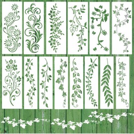 14 Pieces Leaf Vine Stencils for Painting Reusable Leaves Stencil for Craft Drawing Template Stencil for Painting on Canvas Wood Wall Paper Furniture DIY Scrapbooks Crafts Home Decor