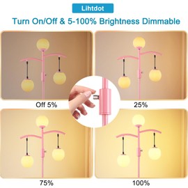 Lightdot 67IN Tree Floor Lamp with Globe Lamp Shade, Dimmable (Brightness Adjustable), Vintage Tree Floor Lamp with E26 LED Edision Bulbs Included, Standing Floor Lamp for Living Room Bedroom-Pink