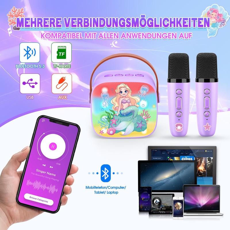 Dislocati Purple Mermaid Gift for 3-15 Years, Cute Toy for