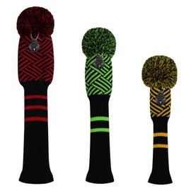 Scott Edward Knitted Golf Club Head Covers for Woods 3Pcs Set Golf Driver (460CC) Fairways and Hybrid/UT with Rotating Number Tags(Traffic Signal)