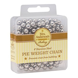 Mrs. Anderson's Baking Pie Weights | Stainless Steel Stoneware Beads for Blind Baking | Heat-Safe, Food-Safe, Easy to Use | Prevents Shrinking, Puffing, Bubbling | Connected Chain Weights
