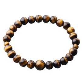 Nakago E-102 Precious Stone Bracelet, Tiger Eye, 0.3 inches (8 mm)