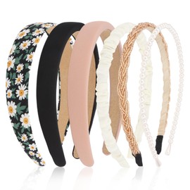 Brimekichio Girls Headbands Women 6 Pk Different Designs Cute Headband Set Fashion Preppy Head Band Non Slip Hair Accessories for Women