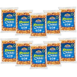 Rani Peanut Chikki (Brittle Candy) 3.5oz (100g) x Pack of 10 ~ All Natural | Vegan | No colors | Gluten Friendly | Kosher | Indian Origin