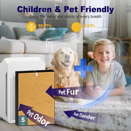 PETOX C545 Pet Care Replacement Filter S Compatible with Winix C545 Air Purifier and Winix C545 Replacement Filter S 1712-0096-00 and 2522-0058-00, 4 Pack High Efficiency H13 Ture Filter, Yellow