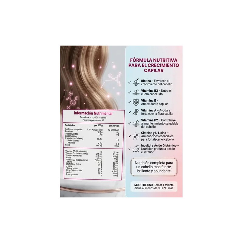 Gelasimi Con Biotina Crecimiento De Cabello 30 Tab