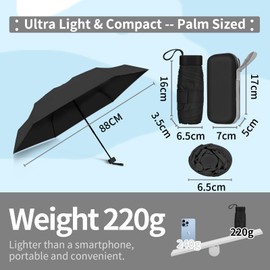 ZOMAKE Mini Travel Umbrella - Compact Folding Umbrells, Lightweight Portable UV Protection with Cute Capsule for Sun and Rain