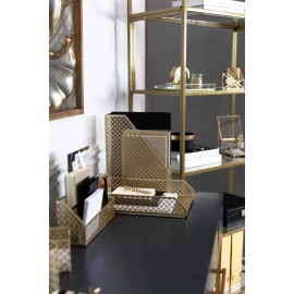 Blu Monaco Gold 5 Piece Cute Desk Organizer Set - Cute Office Desk Accessories