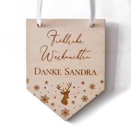 Weihnachtsfeier Deko personalisiert - Weihnachtsanhänger & Weihnachtsgeschenke für Mitarbeiter, Team, Kollegen - Ideen Weihnachtsfeier Firma (Anhänger MIT Box)