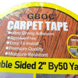 GBOC Double-Sided Carpet Tape 2" x 50 Yards Residue-Free Moisture-Resis