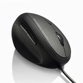 Sanwa Wired Left Handed Ergonomic Mouse, Optical Vertical Mice for Small Hands, Reduce Wrist Strain,1000/1600/2400/3200 dpi, 6 Buttons, Compatible with Laptop, Desktop, Windows, Mac, Black