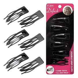 Dofash Double Grips 4.5CM/1.77 Inch Small Hair Clips Hair Barrettes Snap Clips Metal Accessories For Woman-6 Count (Black)