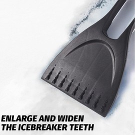 Pack of 1 Car Ice Scraper Windscreen Scraper for Winter, Windscreen Scratcher, Car Scratcher, Ice Scraper, Stepped Ice Breaker Prongs, Ergonomic Soft Handle, Black