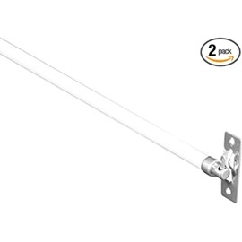 Graber 5/16-Inch Swivel End Sash Curtain Rods - 2 Rods - 21 - 38 Inch Adjustable Width, White with Nickel Ends SWF