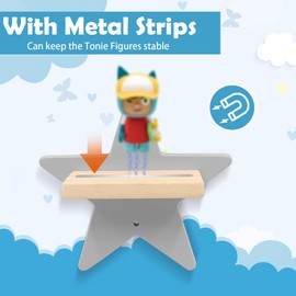 Taladad Shelf Wall Mount for Toniebox Tonie Figures Character,Star Magnetic Wooden Shelf Compatible with Tonie Audio Toniebox Starter Set