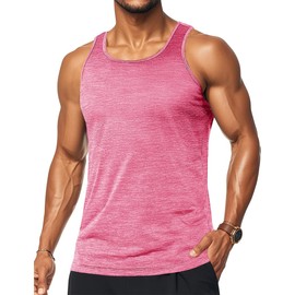 MAGCOMSEN Running Tank Top Men Gym Shirts Men Sleeveless T Shirts for Men Athletic Tee Shirts Workout Shirts for Men Yoga Shirts Pink
