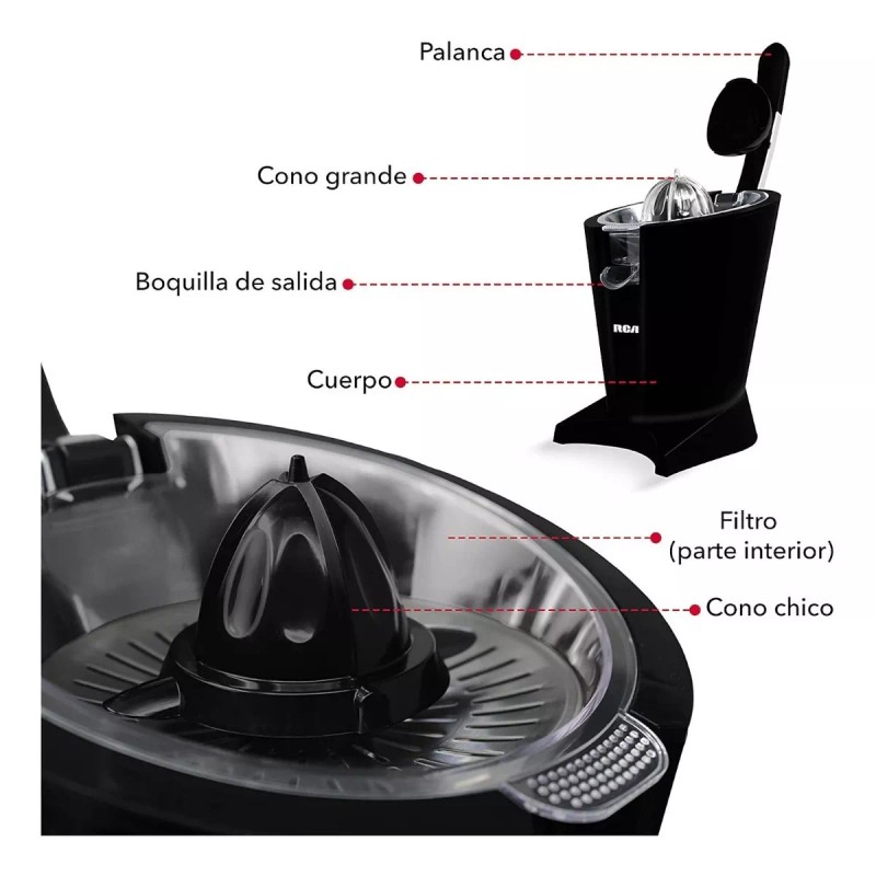 Rca Exprimidor De Cítricos Eléctrico Con Palanca Rc-619 Color Negro