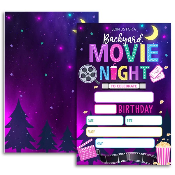FujLoy Movie Birthday Invitations, Birthday Party Invitations, Movie Night Invitation,