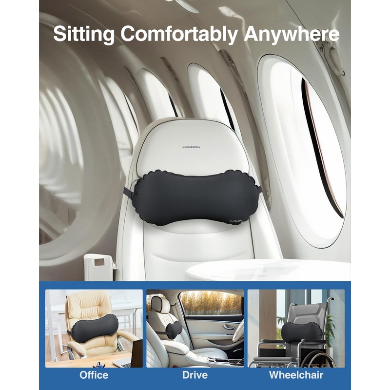 Luxtude Inflatable Lumbar Pillow for Airplane Travel, Lumbar Support Pillow