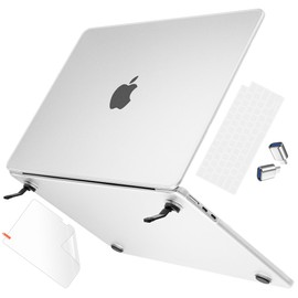 May Chen Compatible with MacBook Air 13.6 inch Case A3113 M3 A2681 M2 Chip 2024 2023 2022 Release, Sturdy Protection Hard Shell Case Cover with Fold Kickstand & Keyboard Cover, Matte Clear Finish