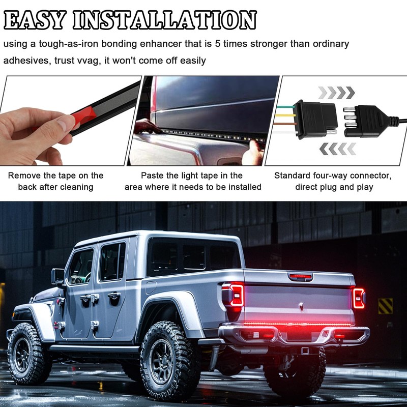 Truck Tailgate Light Bar, LED Single Row Tailgate Light Strip