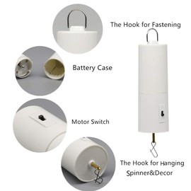 FENELY Wind Spinner Motor Battery Operated for Hanging Display Yard White Wind Spinners Outdoor Sculptures - Load Capacity of 4 Pounds 2 Pack