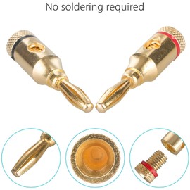 RUNCCI-YUN Banana Plug, Gold-Plated, High-End Banana Plug, Solder Banana Plug, Audio Jack, Speaker Cable Plug, Soldered or Screwable Gold-Plated Pack of 14