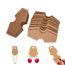 Brown Blank Folded Necklace Display Cards 4.72 x 2 Inches, Kraft Paper Cards for Necklaces, Keychains, Bracelet Display, Jewelry Hanging Cards for Jewelry Accessory Display(100 Pack)