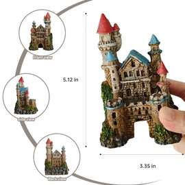 Ganrami Aquarium Castle Decor – Resin Medieval Fish Tank Decorations with Hiding Holes, Betta Fish Tank Accessories Ornaments, Large Aquarium Decor, Gift for Kids & Fish Lovers
